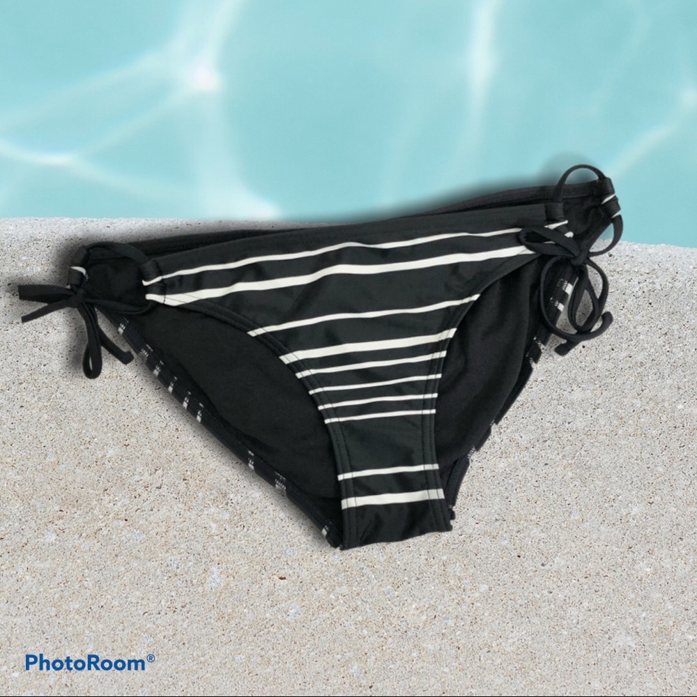 Athleta Bikini Swim Bottom • Black & White Stripe